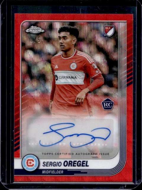 2025 Topps Chrome MLS 30th Sergio Oregel Red Wave Refractor Auto Rookie RC #/5