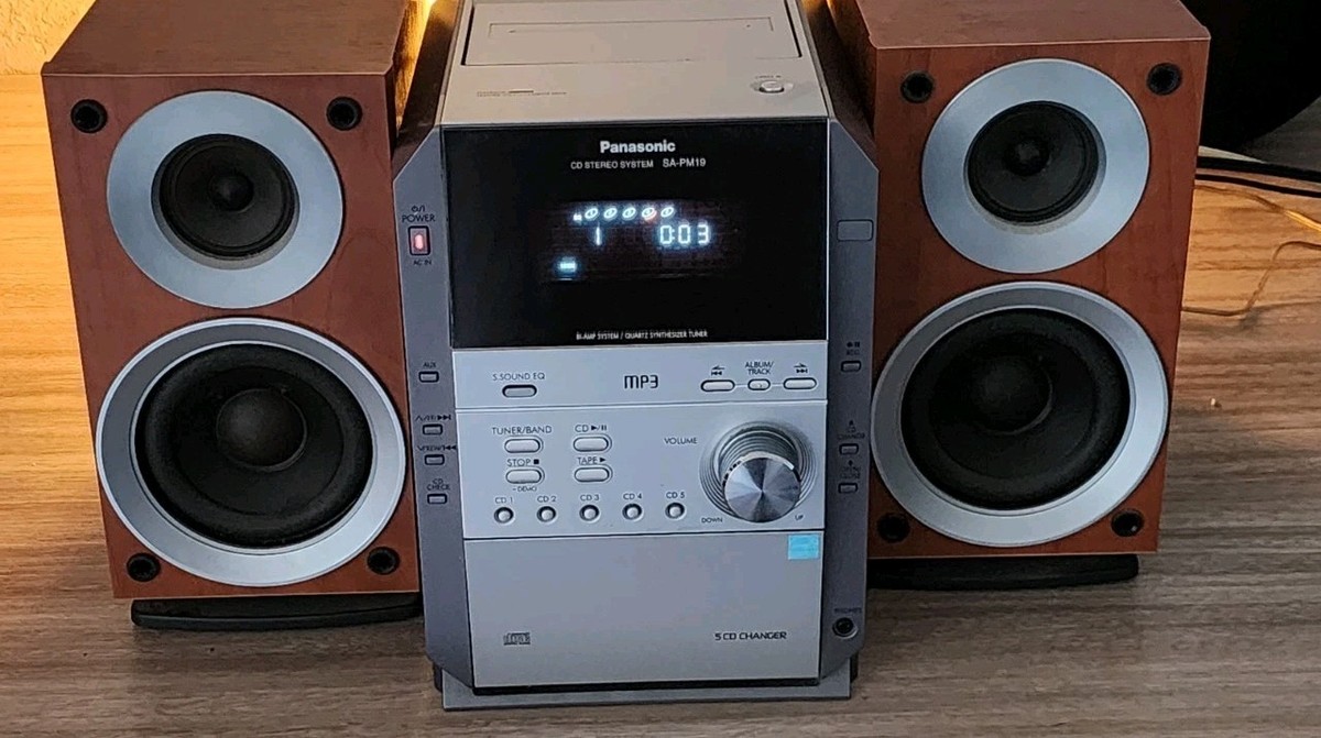 Panasonic SA-PM19 Bookshelf CD Stereo System 5CD Good Sound (No