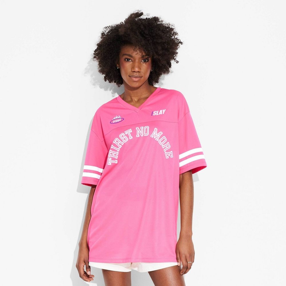 Adult Poppi Football Graphic Jersey - Pink S | eBay