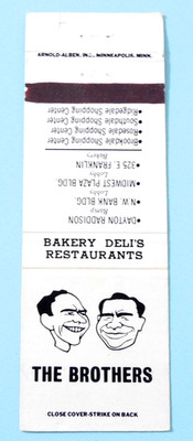 THE BROTHERS BAKERY DELI'S RESTAURANT MATCHBOOK COVER * OHIO LOCATIONS