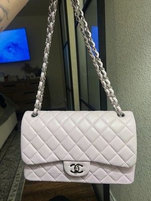 CHANEL Jumbo Pink Lambskin Double Flap Shoulder Bag with Silver Hardware