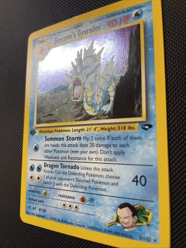 Pokémon Gym Challenge 1st Edition Giovanni’s Gyarados Holo Rare 5/132 LP WOTC - Picture 3 of 8