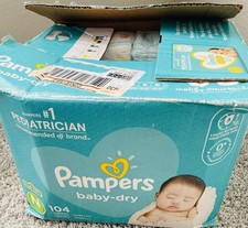 Pampers Baby Dry Diapers Size N, Newborn 10lb 4.5kg , 104 Count