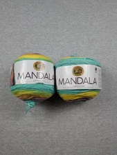 Lion Brand Mandala Yarn Valkyrie Lot Of 2 Cakes Multicolor Crochet Knit Craft