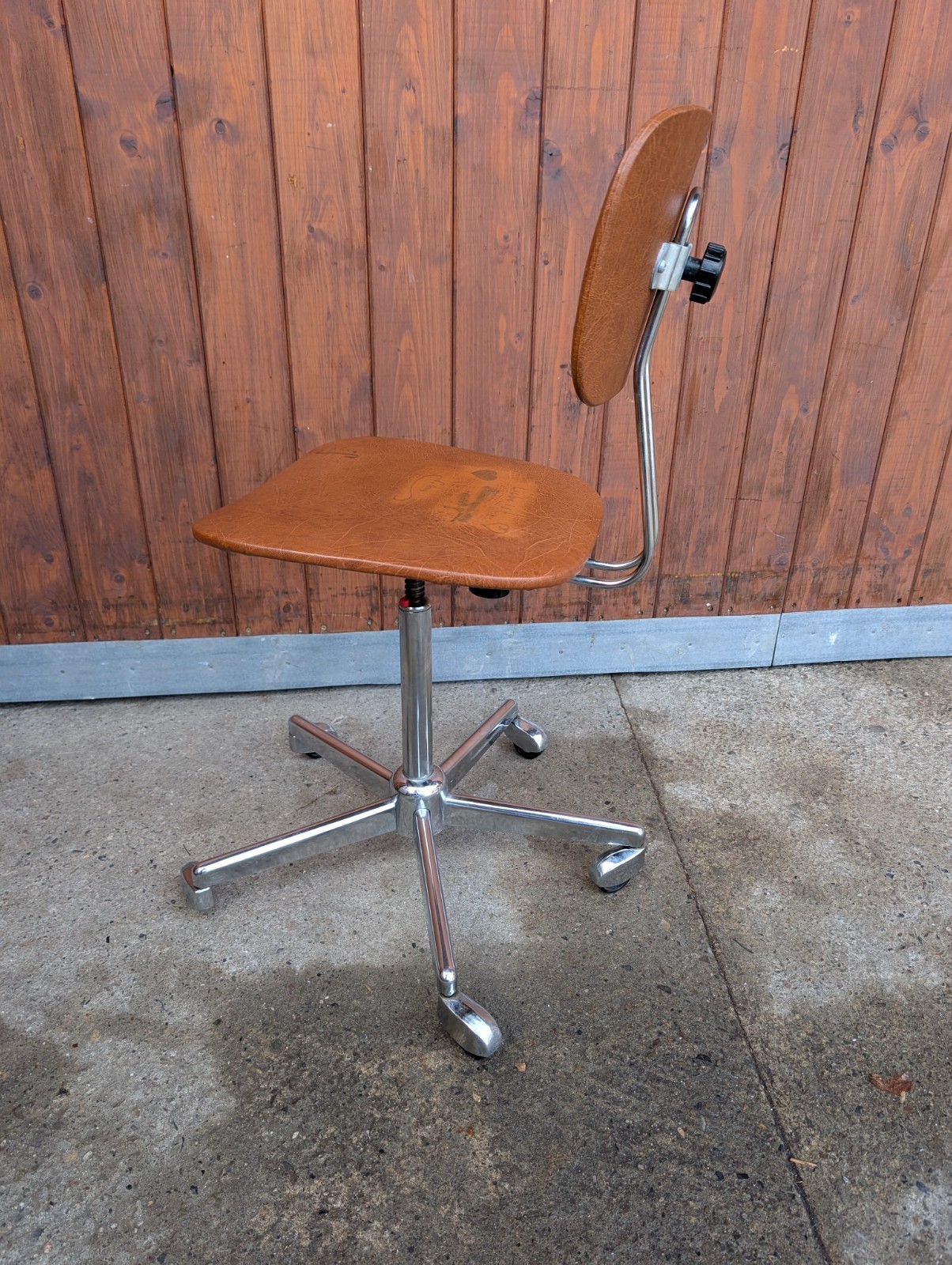 Vintage Office Chair Swivel Chair Vinyl Manager Chair Architects 70er Cognac thumbnail 2