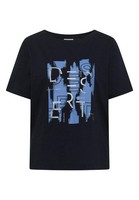 Cecil T-Shirt Rundhals Frontprint Urban Dunkelblau GrößE L Baumwolle