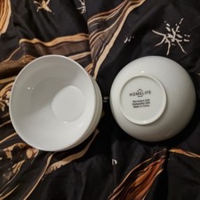 Home Life Crockery Deep Cereal Bowls X4 White Dishes Homelife