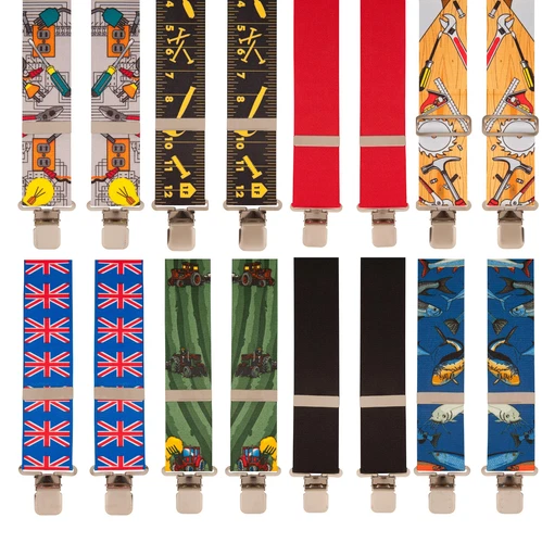 Men's Trouser Work Braces Clip-on 2" Wide Heavy 50+ Designs  One Size Suspenders