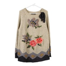 Markenloser Pullover mit Blumenmuster - XS Cr...