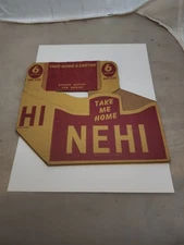 Vintage 1949 NEHI Soda Bottle Cardboard Paper Bottle Carrier Old Display 6 Pack
