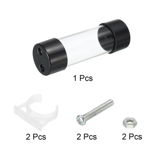 Cylindrical Water Cooling Tank G1/4" D50mm L150mm Clear with Acrylic and POM - Afbeelding 3 van 5