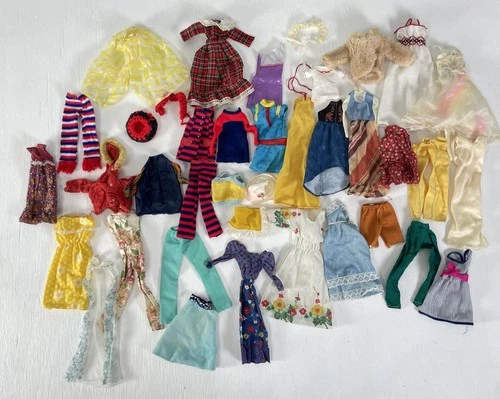 Lots Of Vintage Barbie Doll Clothes 70S 60S Dress Dresses Pants Tops Accessories