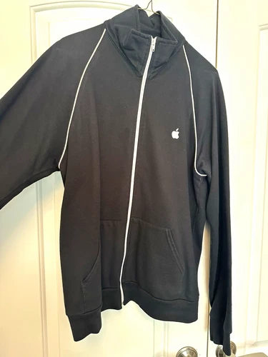 Apple American Apparel Men's Black L Fleece Track Jacket Embroidered Apple Logo - product listing photo