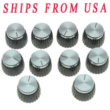 KAISH 10xGuitar Amplifier Knobs Black w/Silver Cap Push-on Knob for Marshall AMP