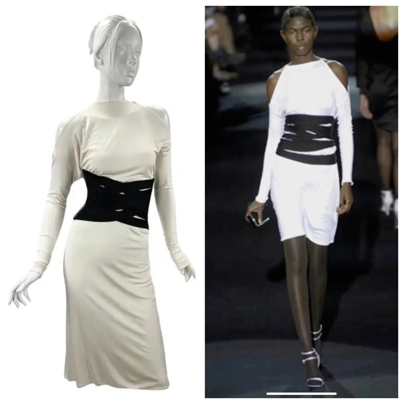 SAINT LAURENT (YSL) Abito da passerella vintage Tom Ford S S 2001 per Yves Saint Laurent con cintura bondage