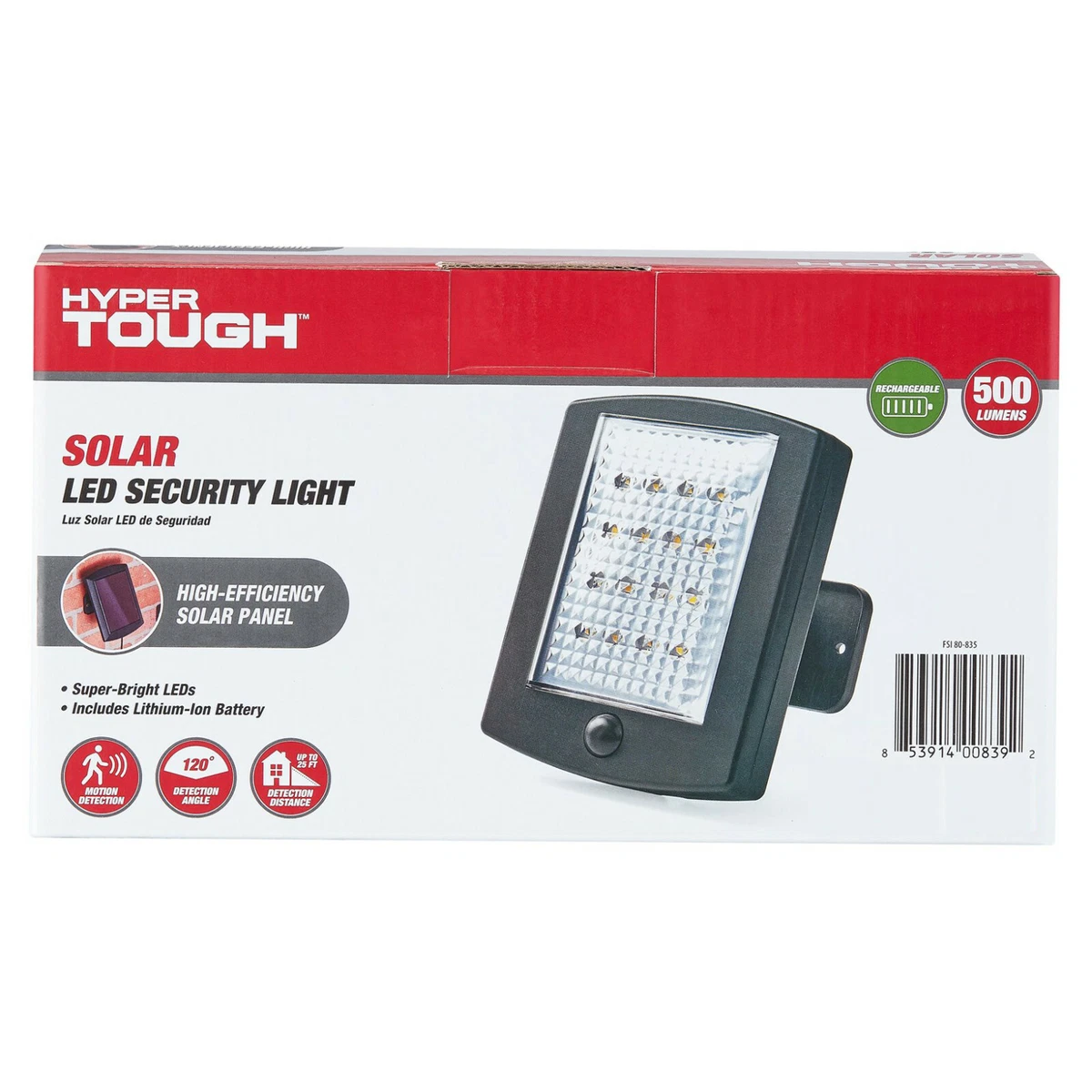 Hyper Tough 500 Lumen SOLAR SECURITY LED LIGHT WARM 3000K SUPER