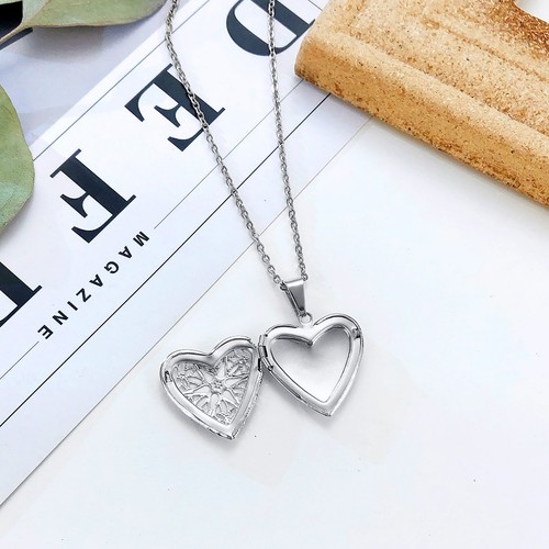 Heart-shaped Pendant necklace Stainless steel hollowed out six-pointed star 20'' - Bild 5 von 7