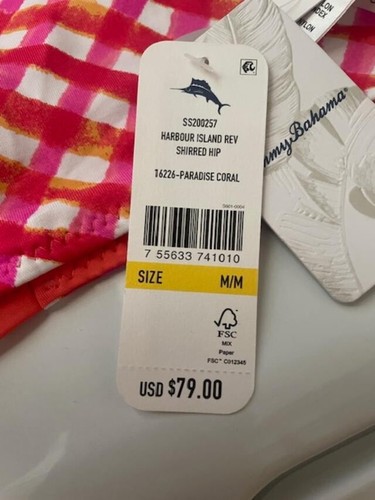 NWT $184 Tommy Bahama 2-Piece Tankini Set Reversible Bottom Coral Sz Medium - Picture 13 of 13