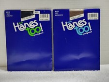 2 PAIR NEW VINTAGE SHEER HANES PANTYHOSE SIZE EF BARELY THERE  CLASSIC NAVY