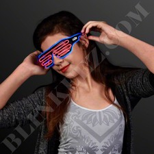 BLUE PINK EL WIRE Neon LED Festival Light Up Glow Sunglasses Glasses Rave Party