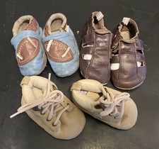 iNFANT BOY CRIB SOFT LEATHER SHOES, 6-12 MOS, SIZE 1, LOT OF 3 PAIR
