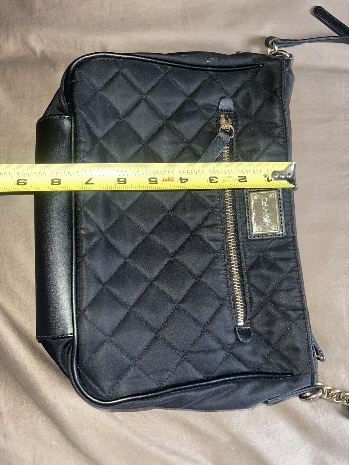 Calvin Klein Purse Pink Pocketbook Tan Leather Crossbody Handbag  