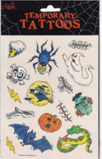 Gibson Halloween Temporary Tattoos Party Favors Pumpkins Bats Spiders New