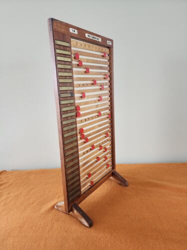 Vintage Staff Employee In/Out Time Keeper with Brass Name Plates & Ticked Ruler - Picture 6 of 11