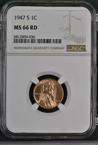 1947 S NGC MS66RD  Lincoln cent