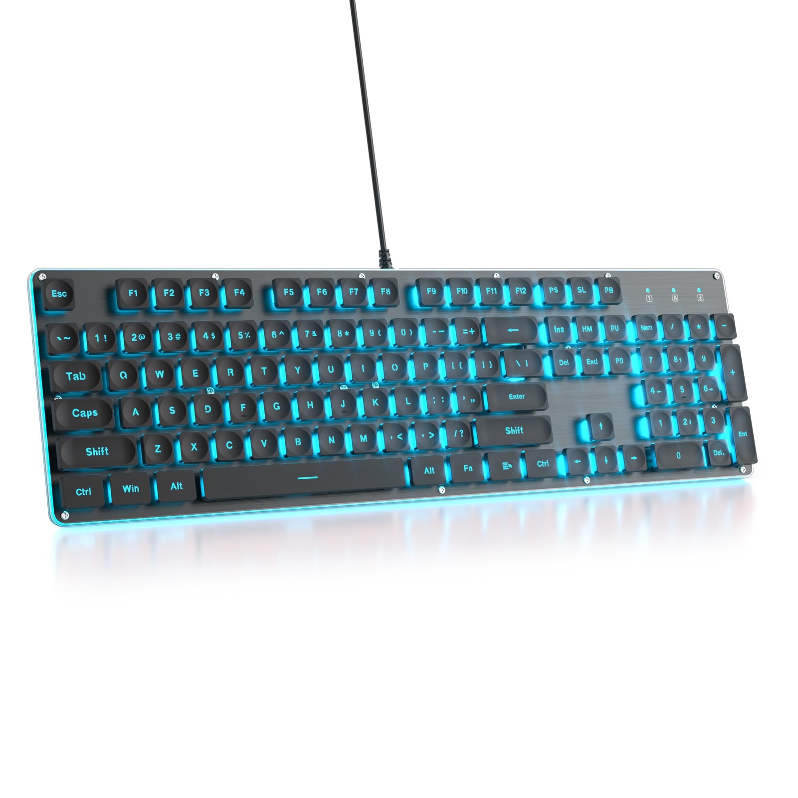 Black Square Punk Gaming Keyboard 104-key LED Ice Blue Backl