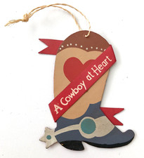 Cowboy at Heart Christmas Ornament Western Metal Cowboy Boot Southwest 3.5"