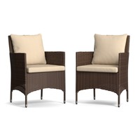 Portfolio Aldrich Brown Indoor/outdoor Arm Chairs With Beige Cushions (set Of 2) Portfolio Aldrich Brown Indoor/outdoor Arm Chairs With Beige Cushions (set Of 2)