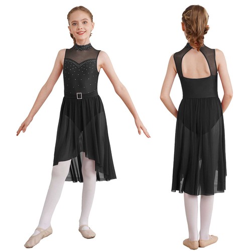 Freebily AU Girls Sequins Lyrical Modern Ballet Dance Dress Leotard Performance - Picture 13 of 131