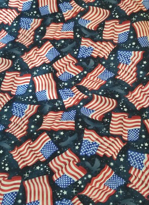 Oasis Fabrics - Flags and Stars with Eagles Quilting and Crafting Cotton Fabric