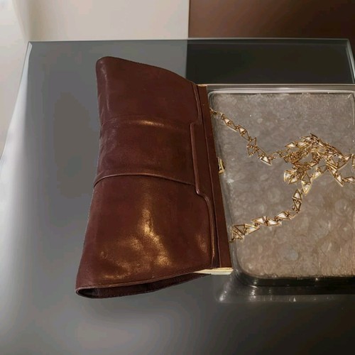 Vintage Elegant 40s/50s Brown Leather Clutch Occasion/Evening Bag - 第 3/6 張圖片