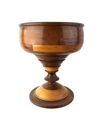 Handcrafted 9" Wooden Pedestal Nut Fruit Bowl Candy Dish Segmented Turned Wood
