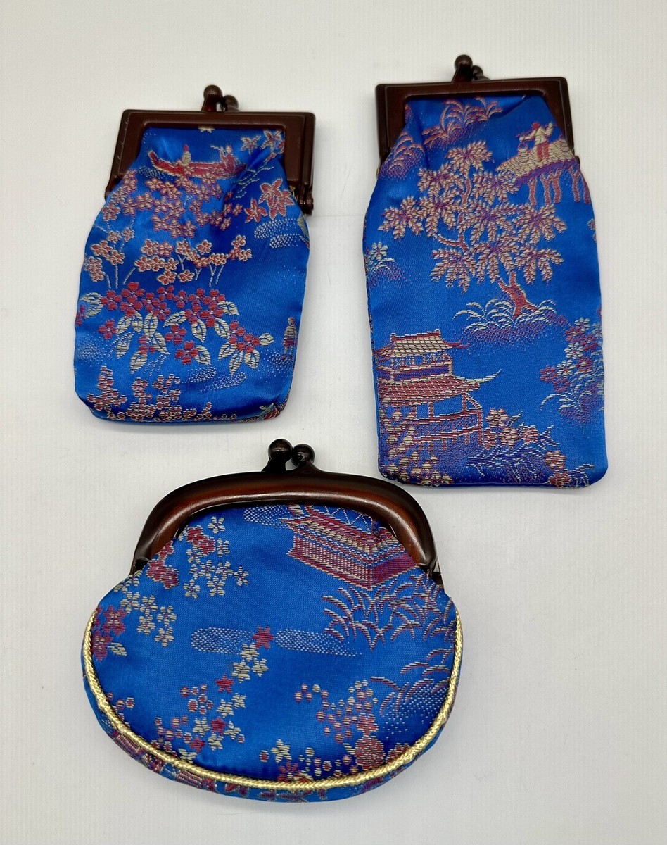 3 Japanese Inspired Kiss-lock Coin, Glasses Cigarette Pouch