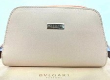 BVLGARI PARFUMS Pink Clutch Purse Makeup Bag with GWP Bulgari Faux Leather