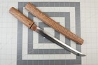 Antique Japanese Named 14 1/2' Tanto Fixed Blade Knife & Wood Saya & Handle