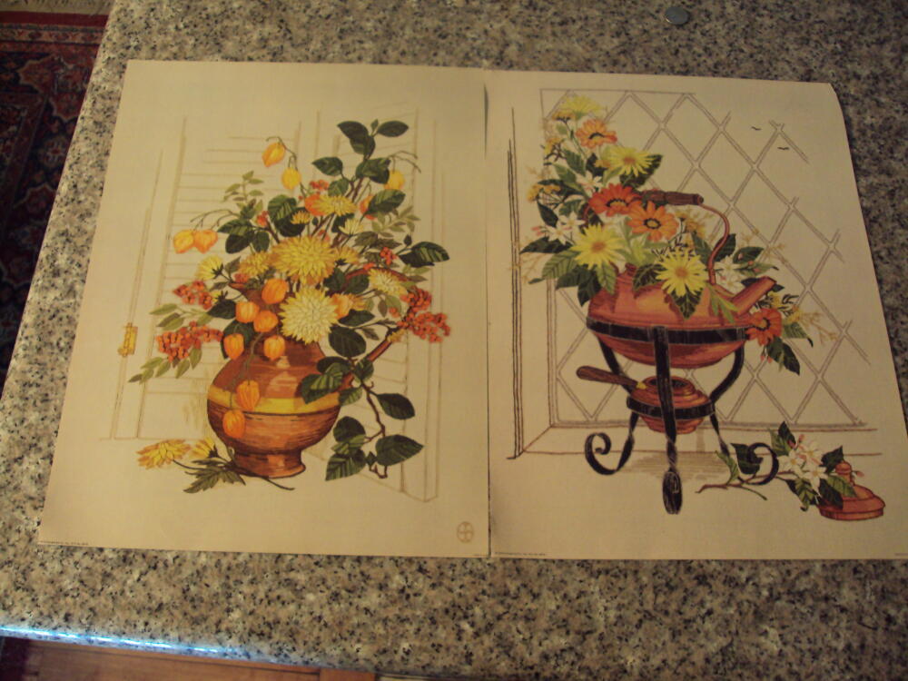 2 Vintage Floral Litho Prints 1978 Donald Art 16 x 12 ID