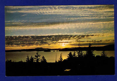 VINTAGE POSTCARD SUNSET PRINCE RUPERT HARBOUR BRITISH COLUMBIA CANADA       