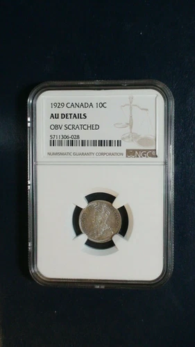 1929 Canada TEN CENTS NGC AU SILVER 10C Coin PRICED TO SELL NOW! 