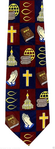 Weltglaube Herren Krawatte Religiös Bibel Kirche Christlich Rot Blau Neck Tie - Bild 2 von 3