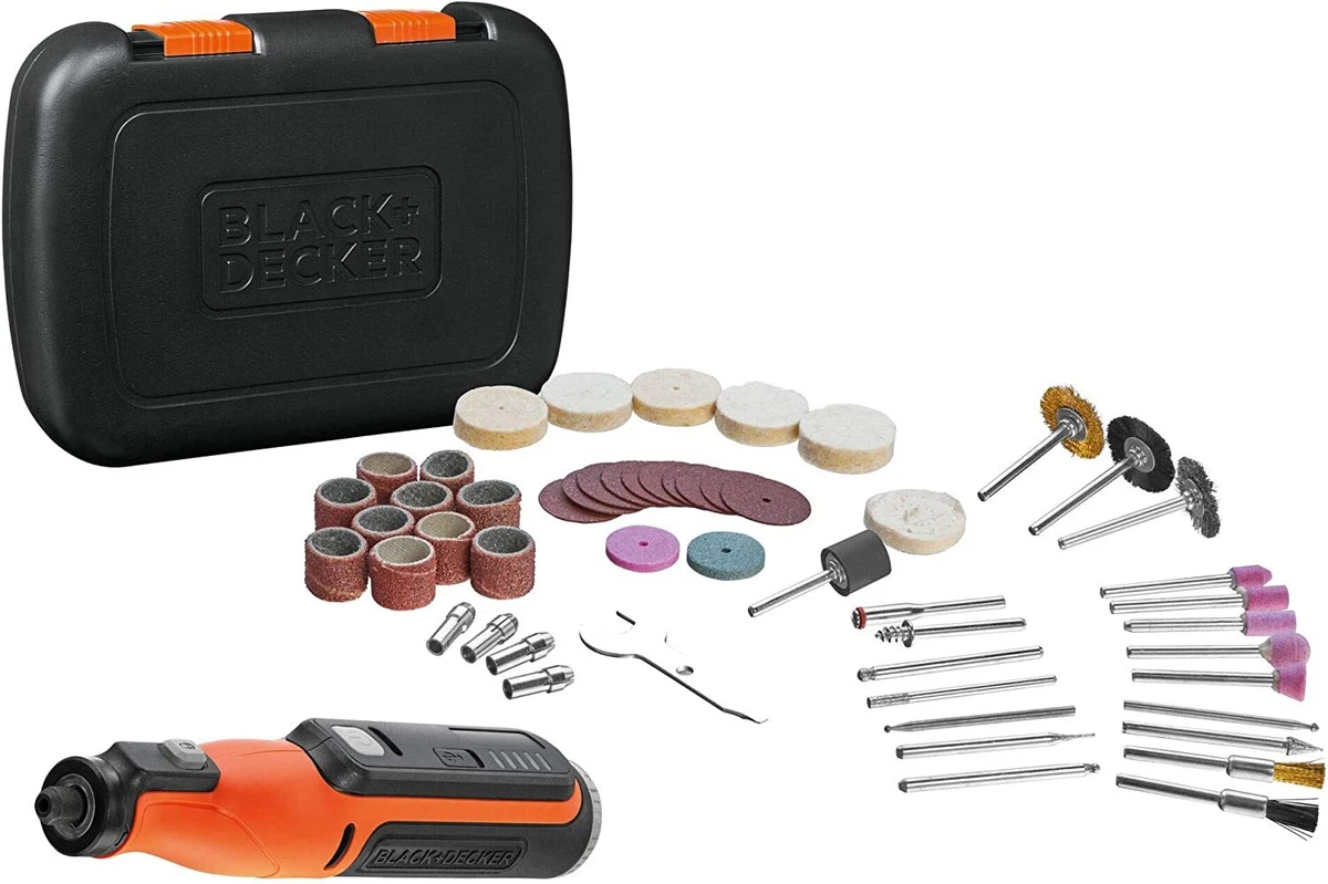 Black & Decker 7.2v Li-Ion Cordless Rotary Engraver Tool, 53 Accessories,BCRT8iK