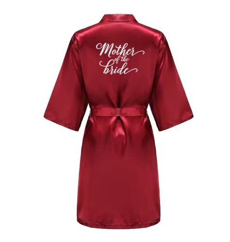 Red Wedding Robe Bridesmaid Bridal Party Gift Kimono Satin Robe - Imagen 8 de 22