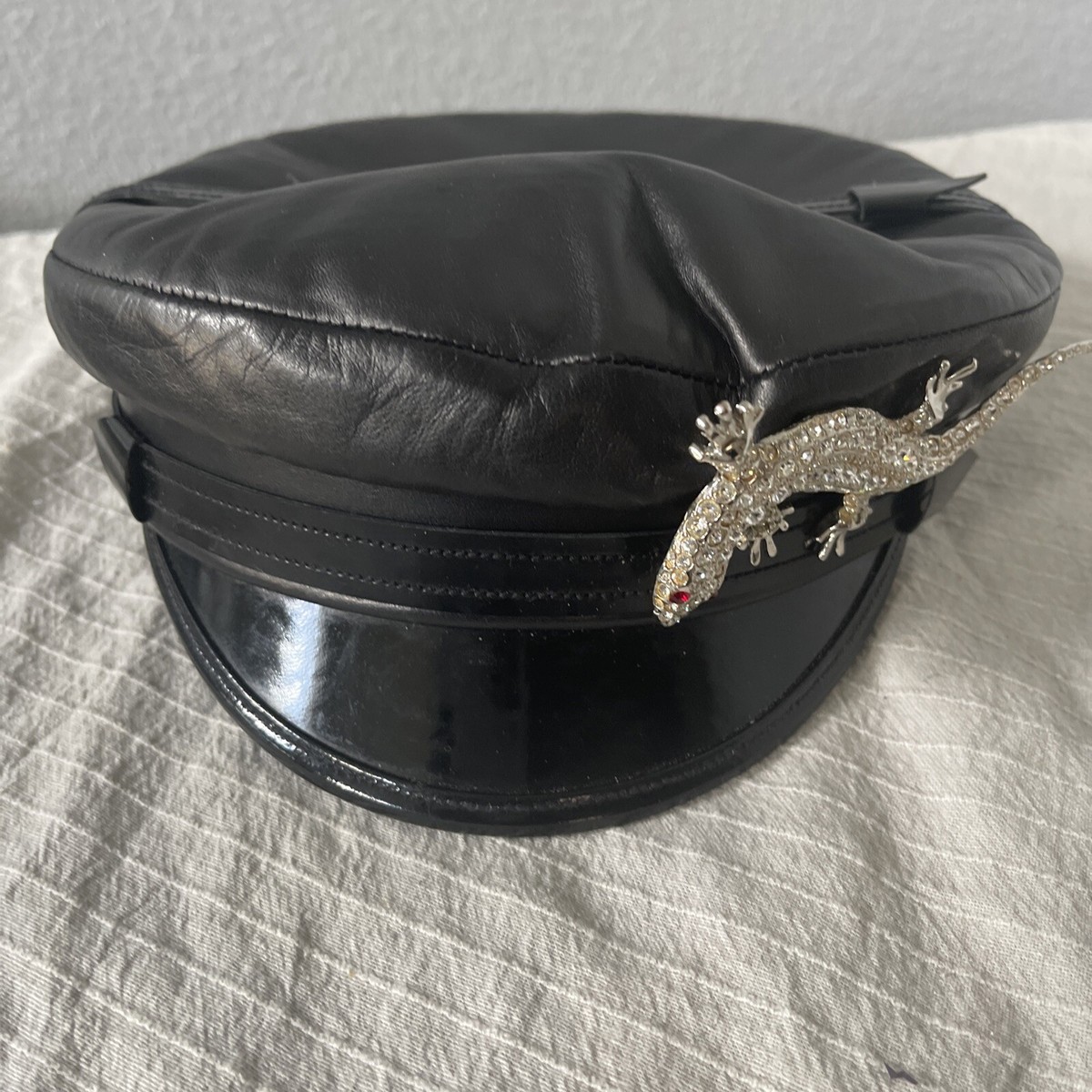 Authentic Saint Laurent Women's Black Leather Sailor Cap | eBay