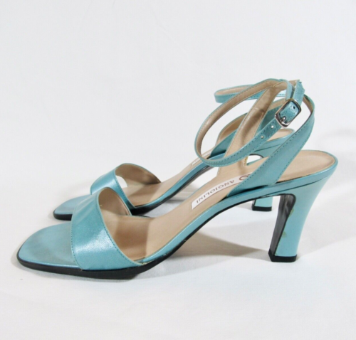 ENZO ANGIOLINI Light Blue Leather Ankle Strap High Heel Sandals 9.5 M - Picture 5 of 16