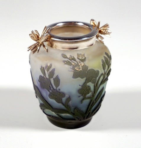 EMILE GALLE NANCY FRANCE CAMEO VASE WIESENBLUMEN DEKOR & SILBER MONTUR UM 1904 - Picture 6 of 9