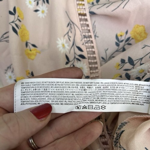 ASOS Moon River rosa gelb Blumen Faux Wickel High-Low Kleid Flatterärmel Medium - Bild 8 von 9