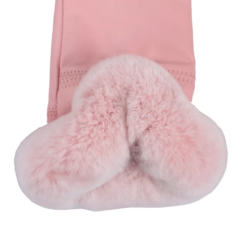 Women's Winter Genuine Leather Gloves Rex Rabbit Fur Warm Trim Cuff Velvet Lined - Picture 46 of 88